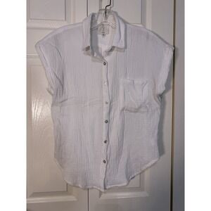 Joie Women's White Gauze 100% Cotton Button Down Shirt Size Medium